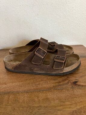 BIRKENSTOCK ARIZONA OILED HABANA LEATHER SANDALS SIZE 45 US Men’s 12–12.5 Wide